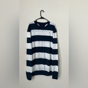 Tommy Hilfiger Pullover Crewneck Rugby Style Striped Sweater Navy White XL - Men